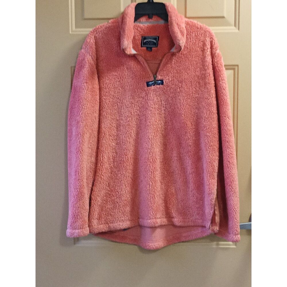 Lauren James Co. Preptec Melon Coral High Pile Fleece Pullover Jacket Large